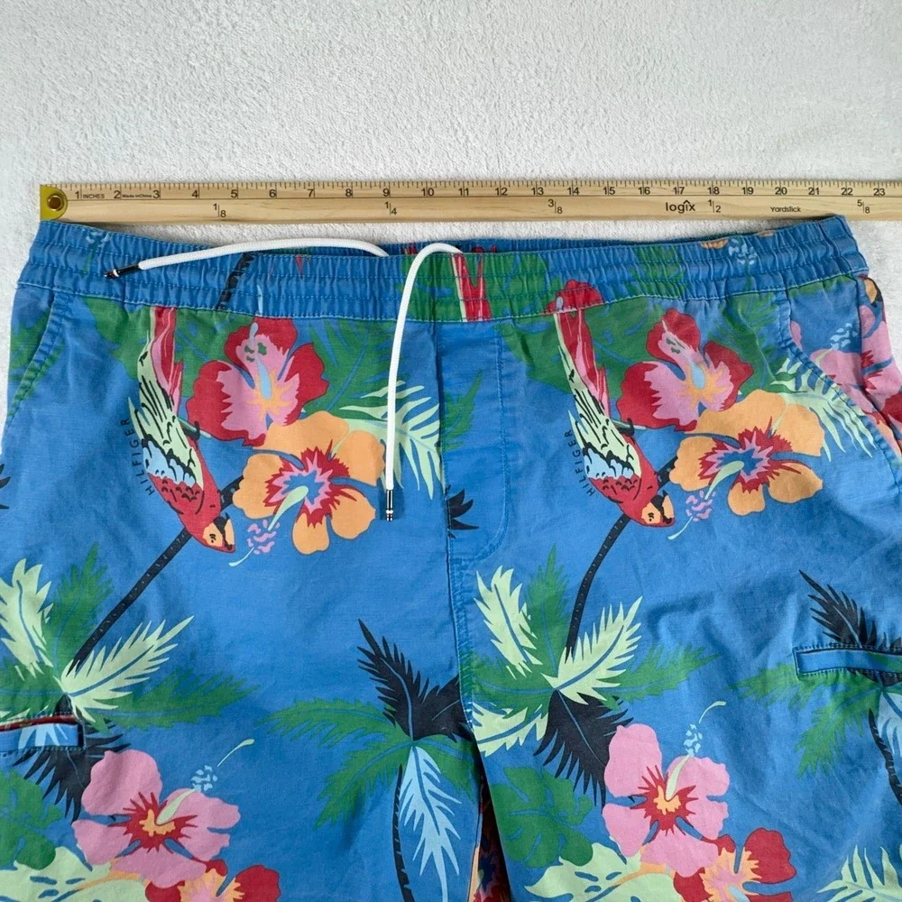 Tommy Hilfiger Shorts Mens 3XL Floral‎ Hawaiian Blue Tropical Drawstring 9